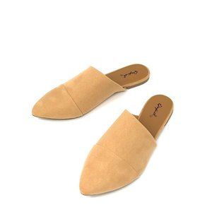 Butterscotch Tan Vegan Suede Mule Flats